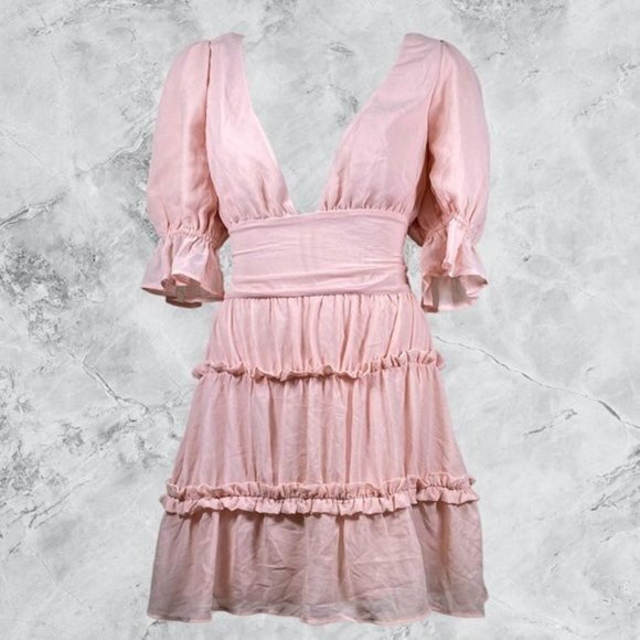 Majorelle Madison Tiered Mini Dress - Blush Pink
